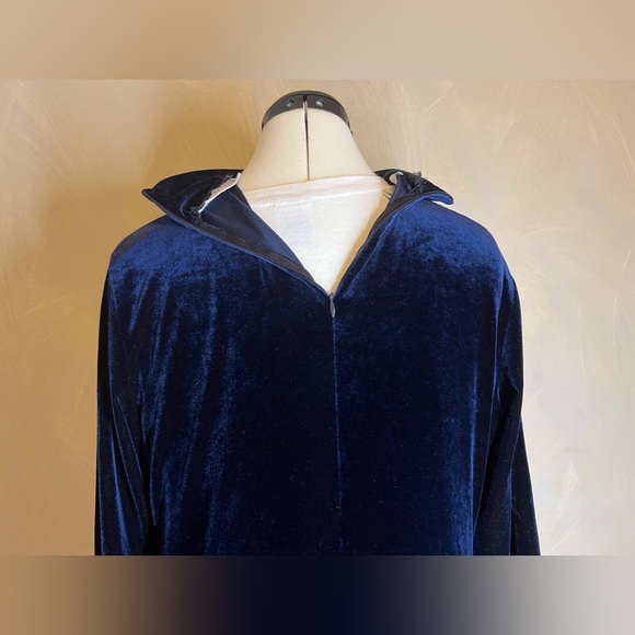 Valerie Steven Sport women’s Mock Neck Blue Long Sleeve Velvet Maxi Dress|Sz:M - Picture 5 of 16